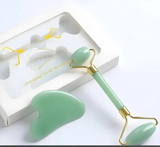 Dual Head Facial Massage Roller and Gua Sha