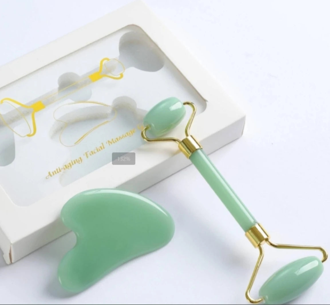 Dual Head Facial Massage Roller and Gua Sha